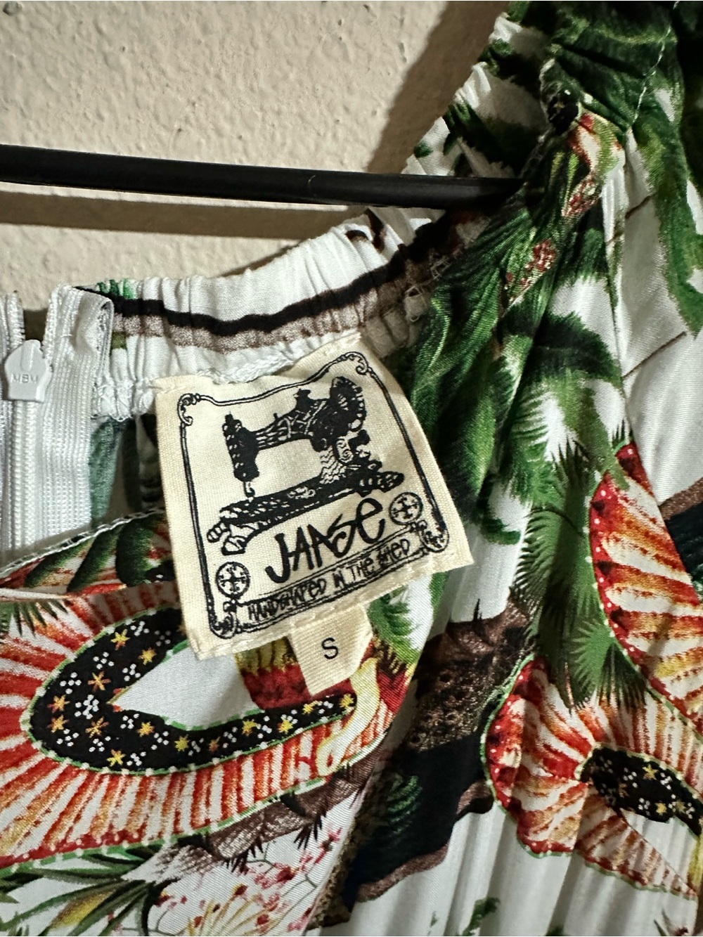 Jaase White & Green Tropical Print Wide Split Leg Jumpsuit